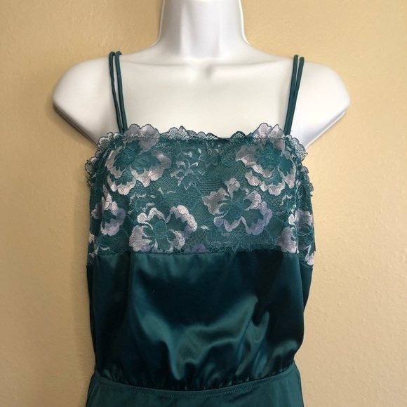 Auden Women's Square Neck Bodysuit Floral Laca Teal Size S - Picture 2 of 16